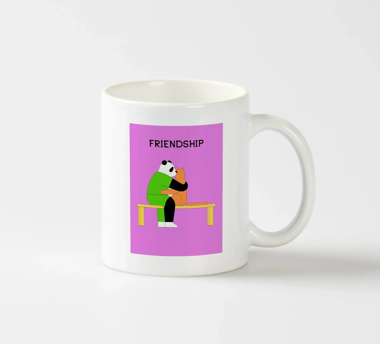 Panda che abbraccia un gatto tazza in ceramica da OUR SHOP
