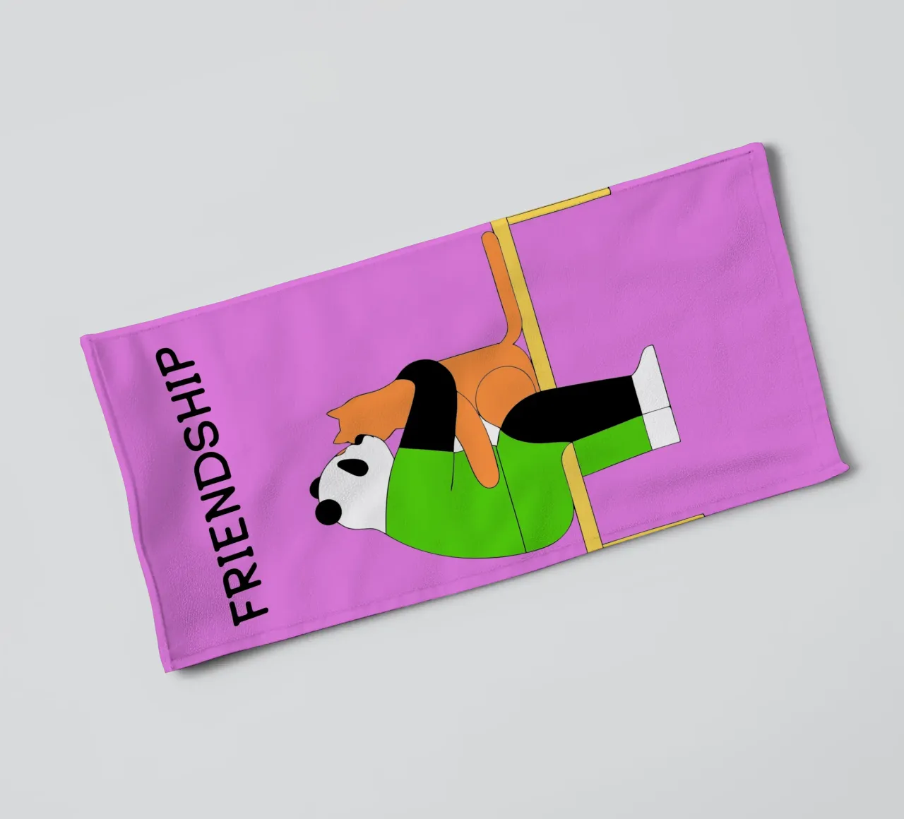 Panda Hugging Cat towel by OUR SHOP