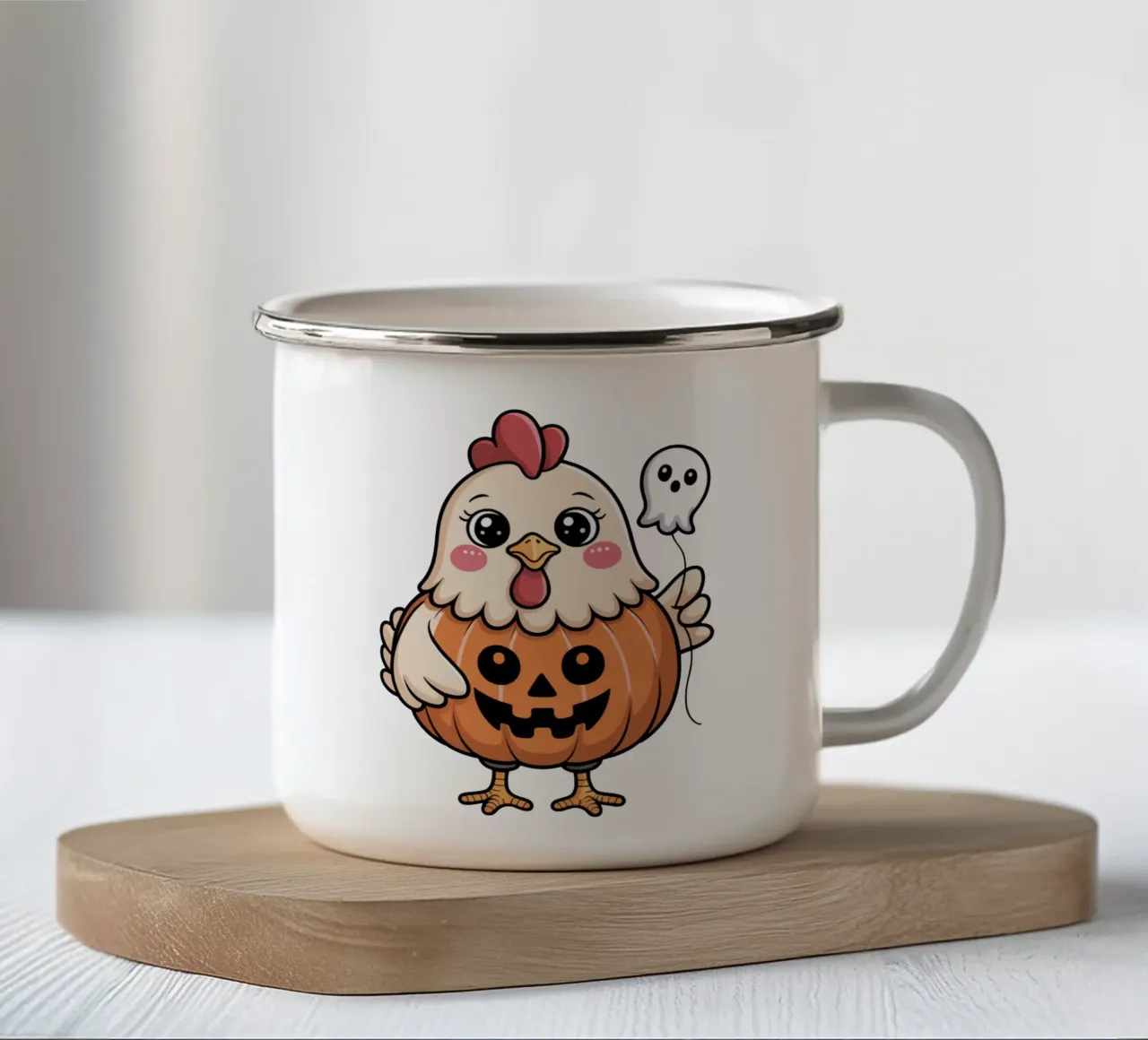 Halloween Chicken tazza in smalto da Sasyall Graphics