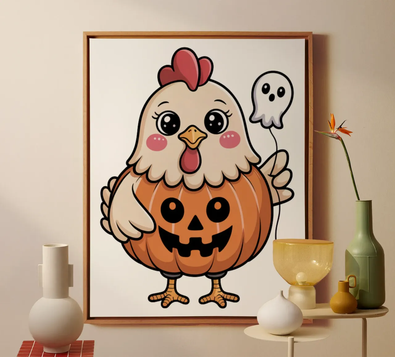 Halloween Chicken tela con Cornice a cassetta da Sasyall Graphics