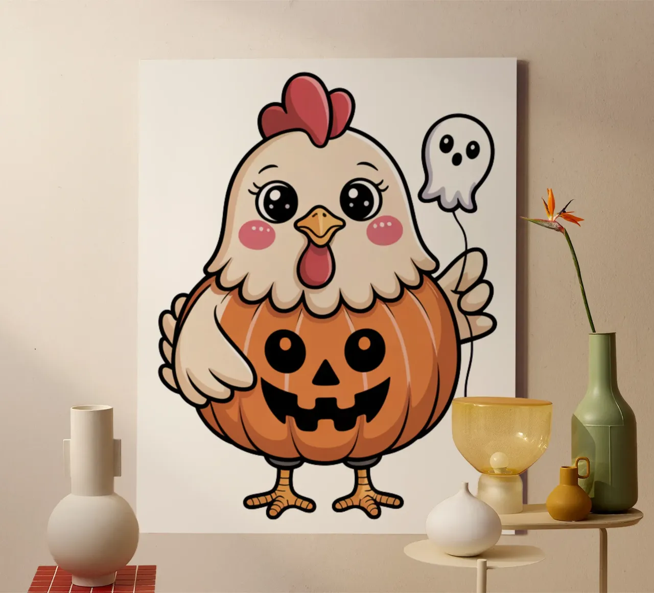 Halloween Chicken tela con Cornice a cassetta da Sasyall Graphics