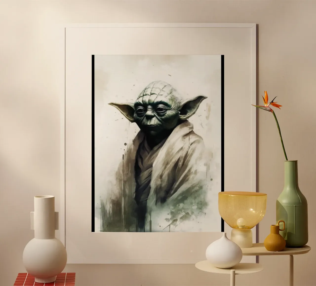 Maglietta Yoda Essential poster con telaio in legno da brands1.0