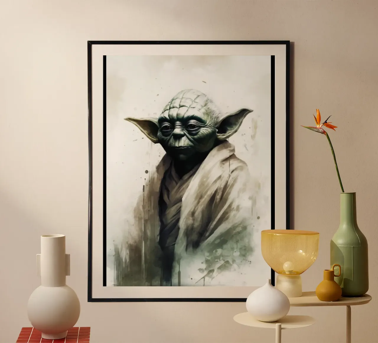 Maglietta Yoda Essential poster con telaio in legno da brands1.0