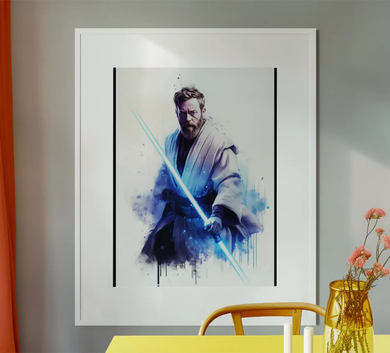 Maglietta classica di Obi - Wan Kenobi poster con telaio in legno da brands1.0