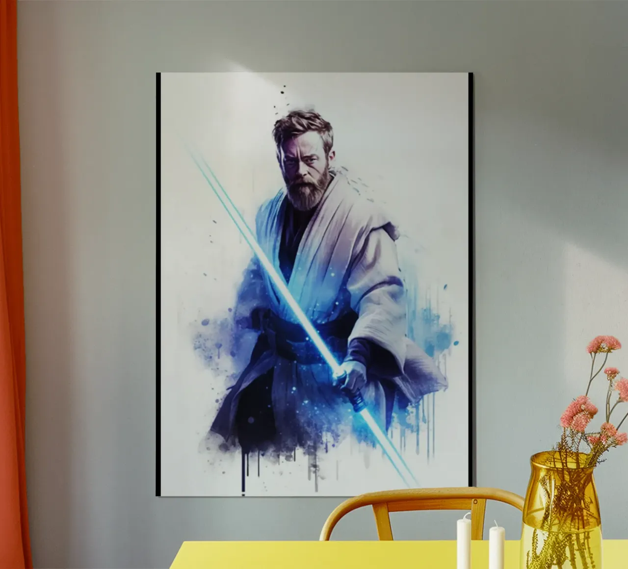 Maglietta classica di Obi - Wan Kenobi poster con telaio in legno da brands1.0