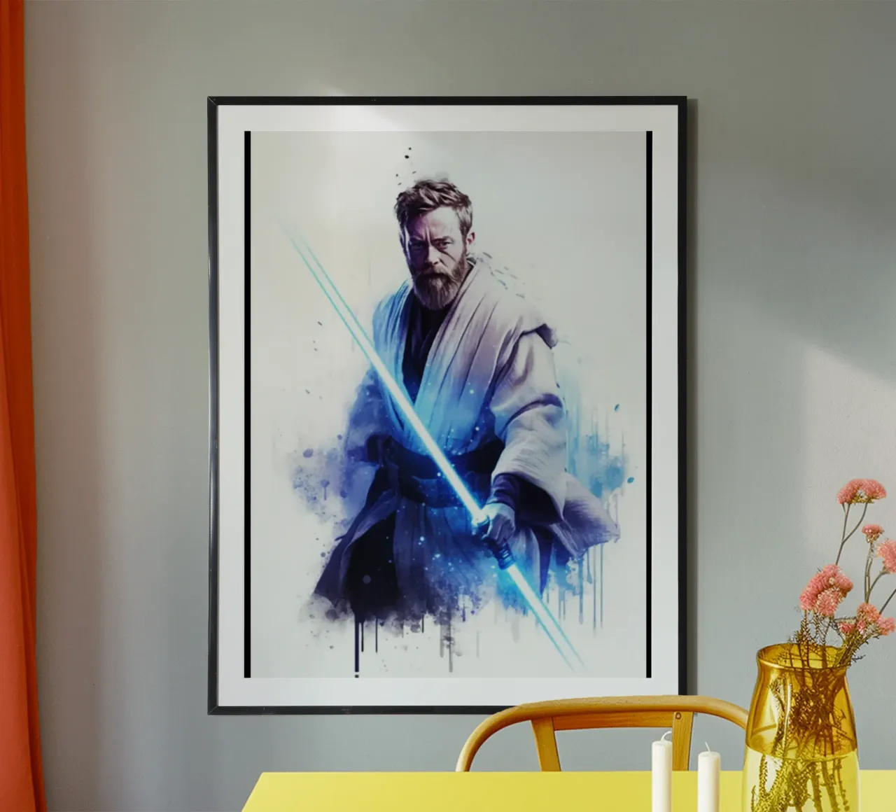 Maglietta classica di Obi - Wan Kenobi poster con telaio in legno da brands1.0