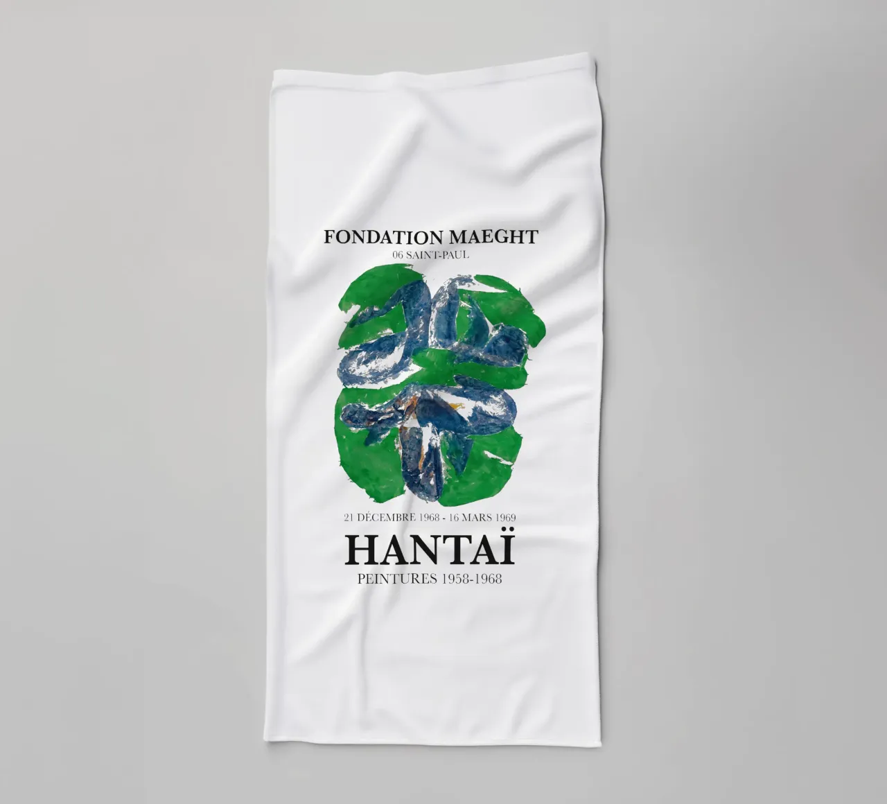 Simon Hantai Print, Green and Blue Abstract towel by Lonnieprints
