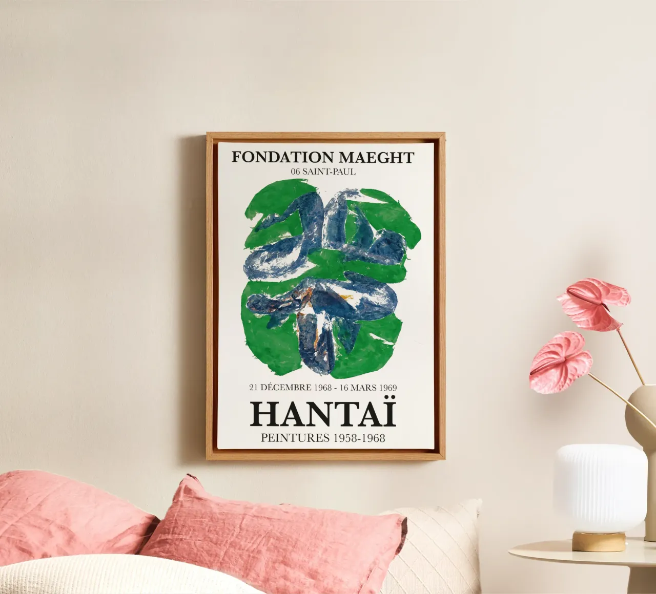 Simon Hantai Stampa, Verde e blu astratto tela con Cornice a cassetta da Lonnieprints