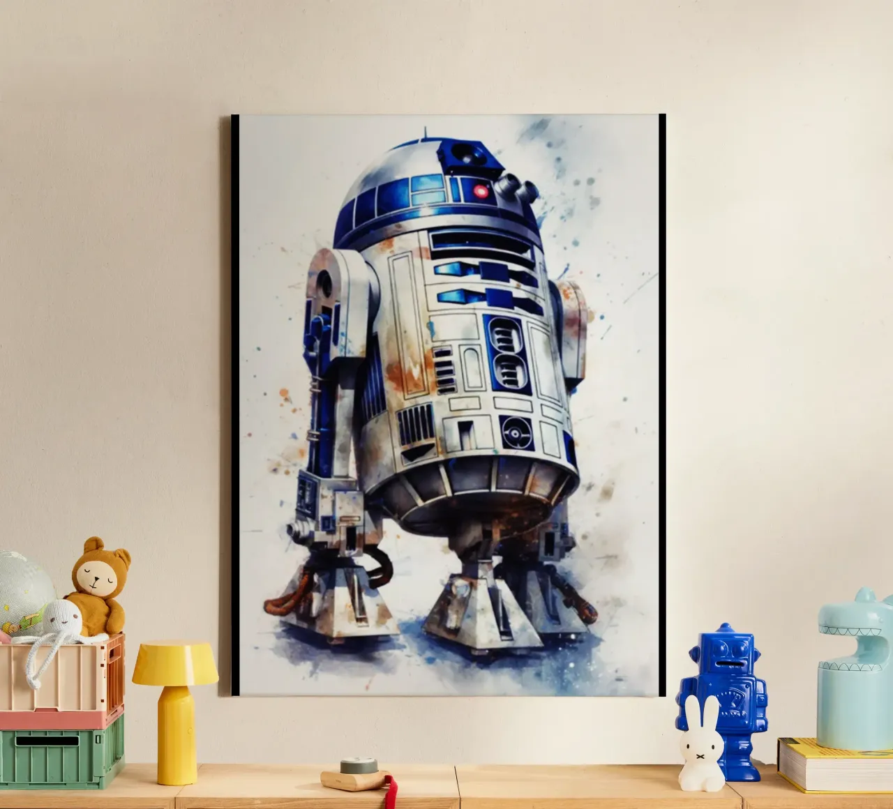 Maglietta classica R2-D2 tela con Cornice a cassetta da brands1.0