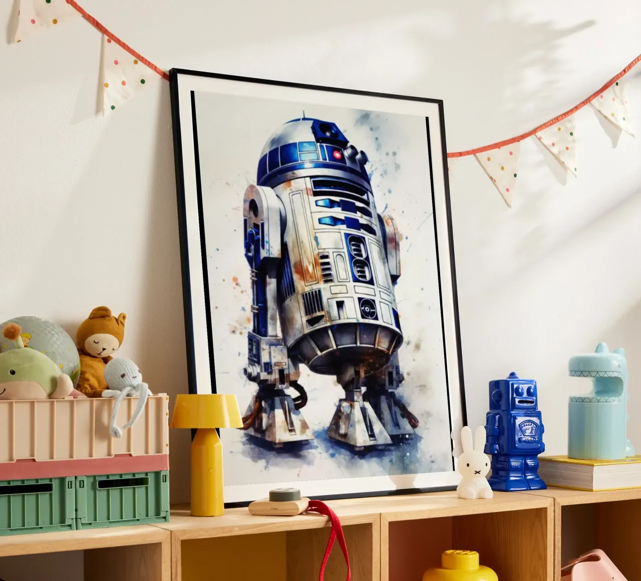 Maglietta classica R2-D2 poster con telaio in legno da brands1.0