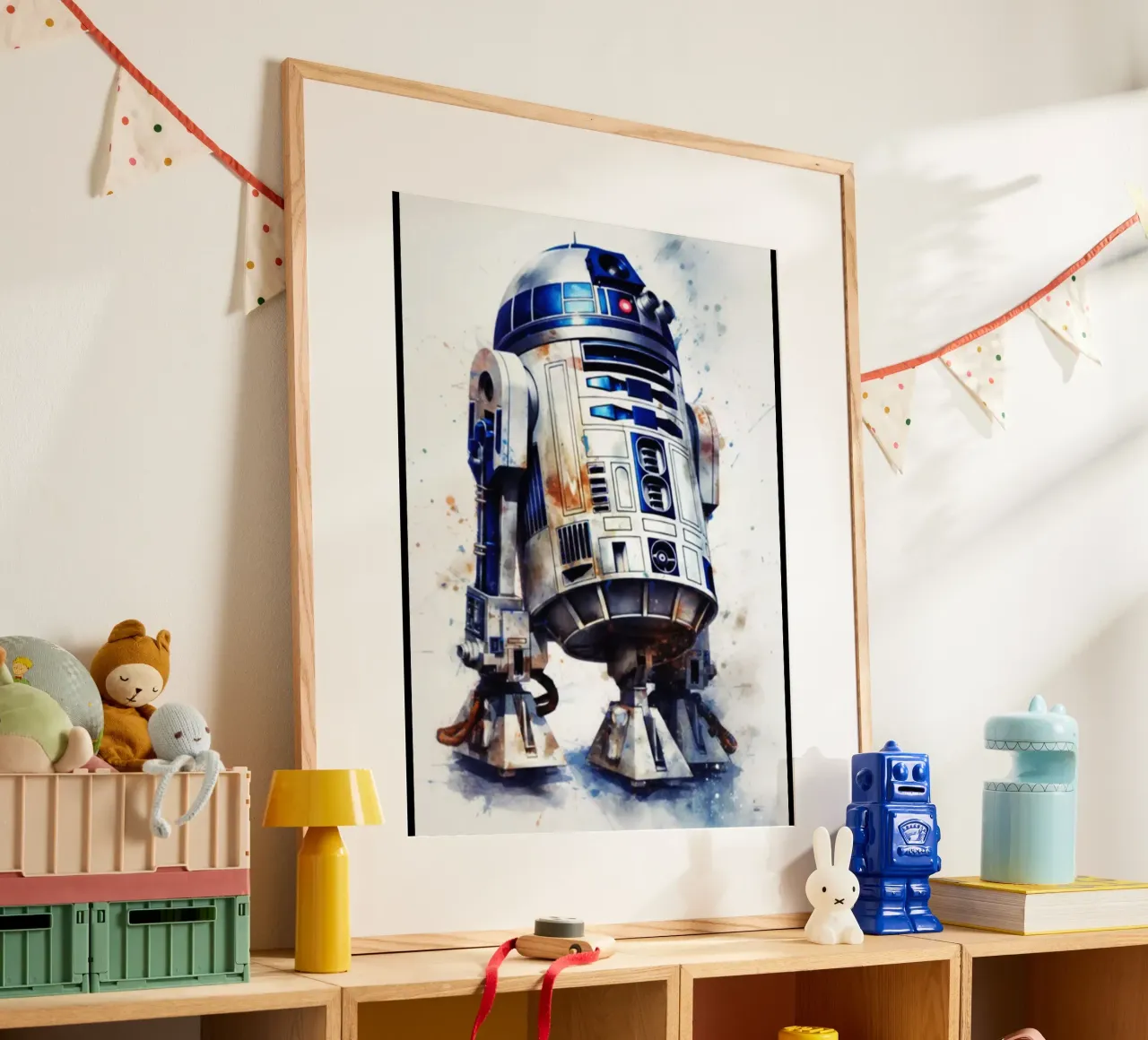 Maglietta classica R2-D2 poster con telaio in legno da brands1.0