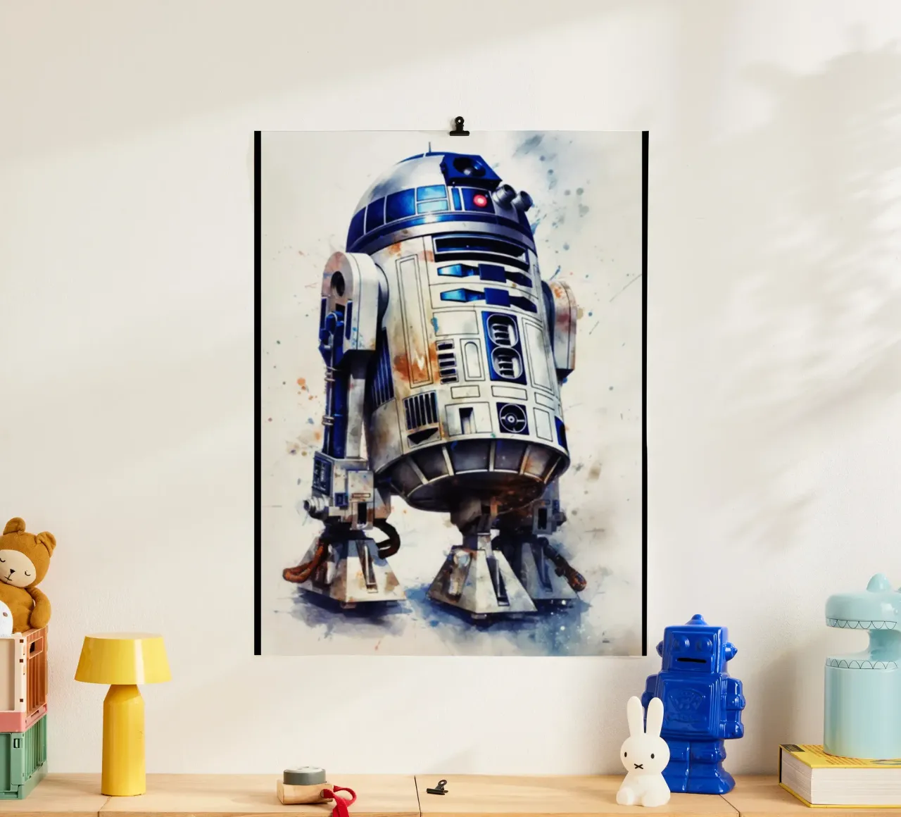 Maglietta classica R2-D2 poster con telaio in legno da brands1.0