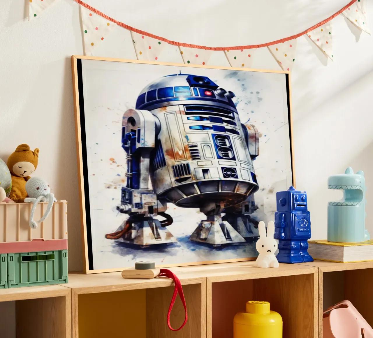 Maglietta classica R2-D2 poster con telaio in legno da brands1.0