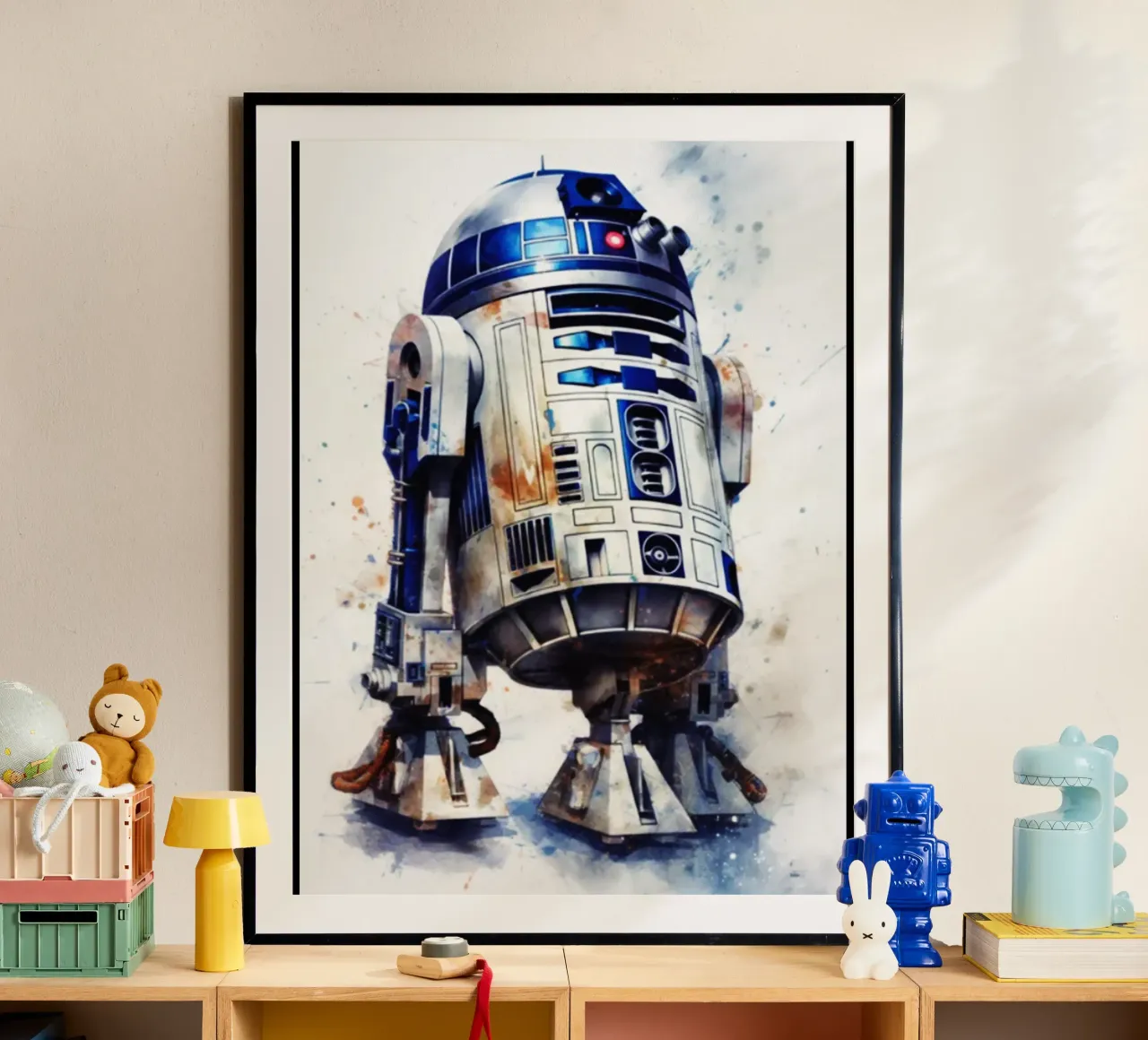 Maglietta classica R2-D2 poster con telaio in legno da brands1.0
