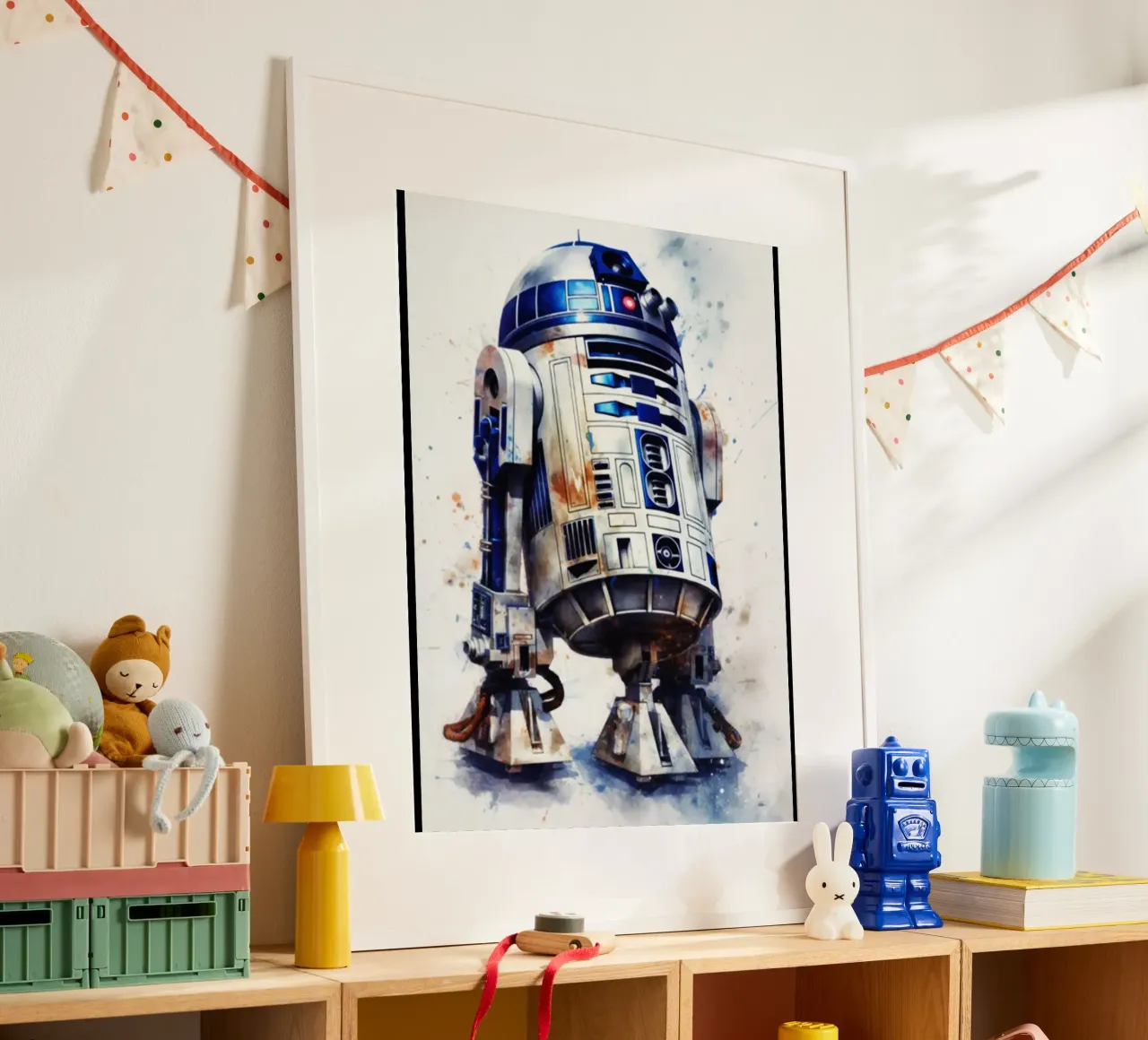 Maglietta classica R2-D2 poster con telaio in legno da brands1.0