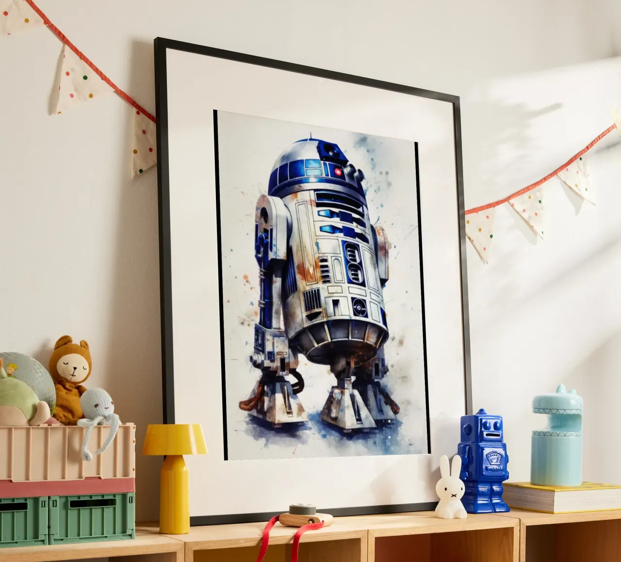 Maglietta classica R2-D2 poster con telaio in legno da brands1.0