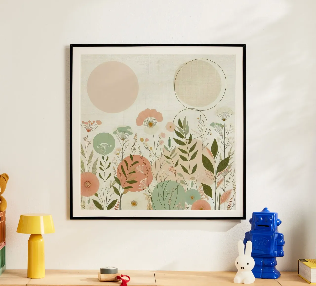 line and circle in forest of branch poster con telaio in plastica da miracle