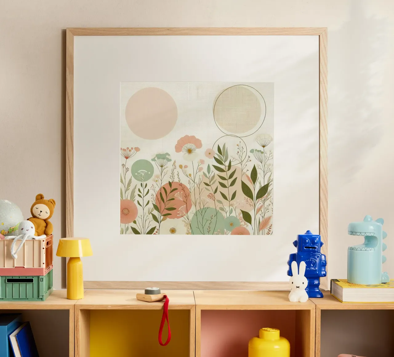line and circle in forest of branch poster con telaio in plastica da miracle