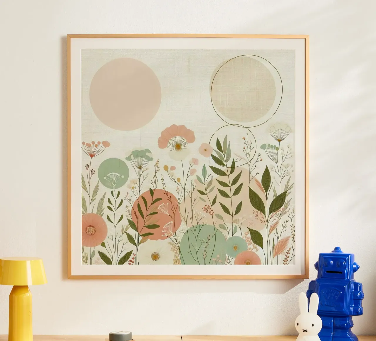 line and circle in forest of branch poster con telaio in plastica da miracle