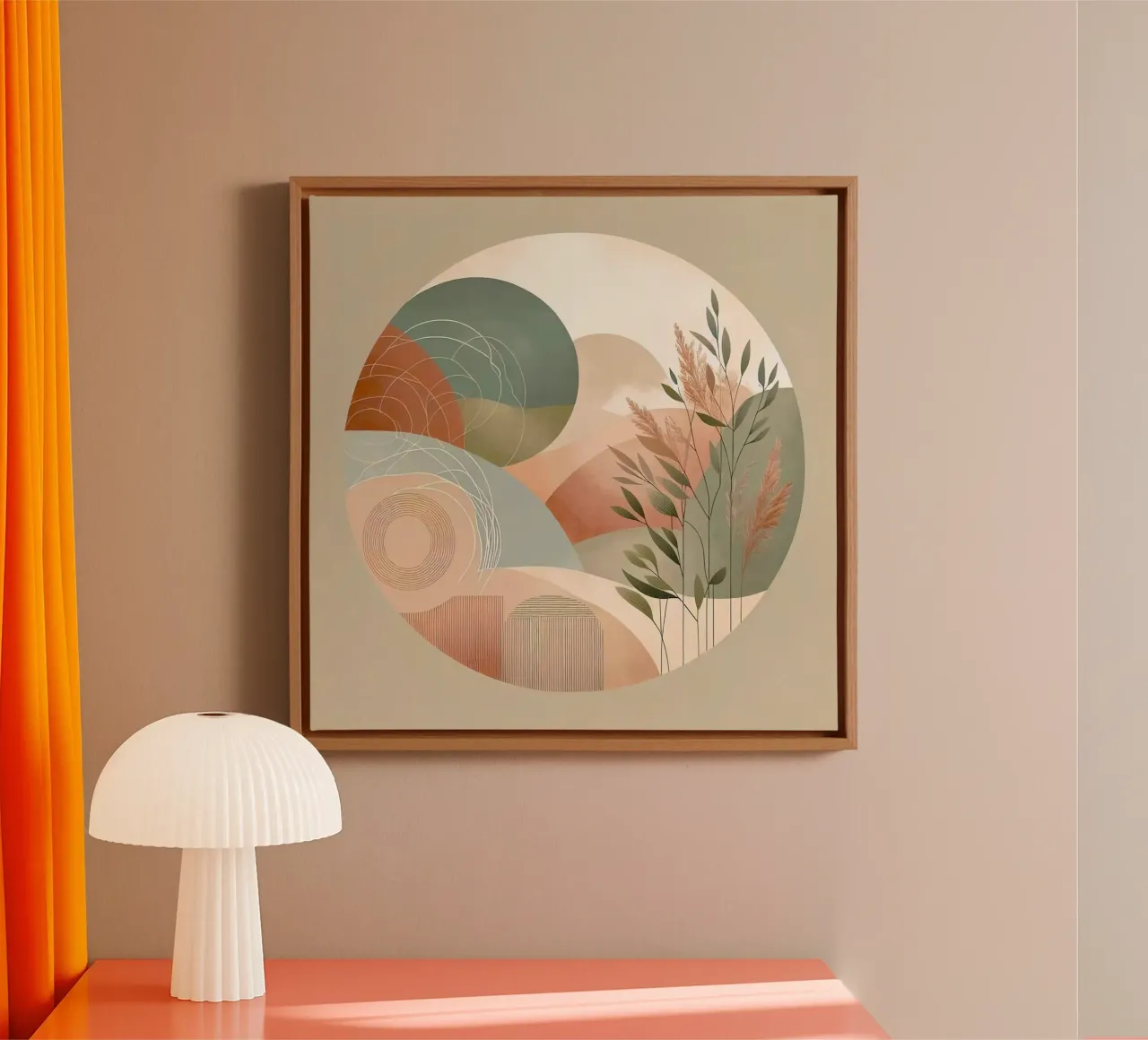 nature in circle window canvas with Floater frame by miracle
