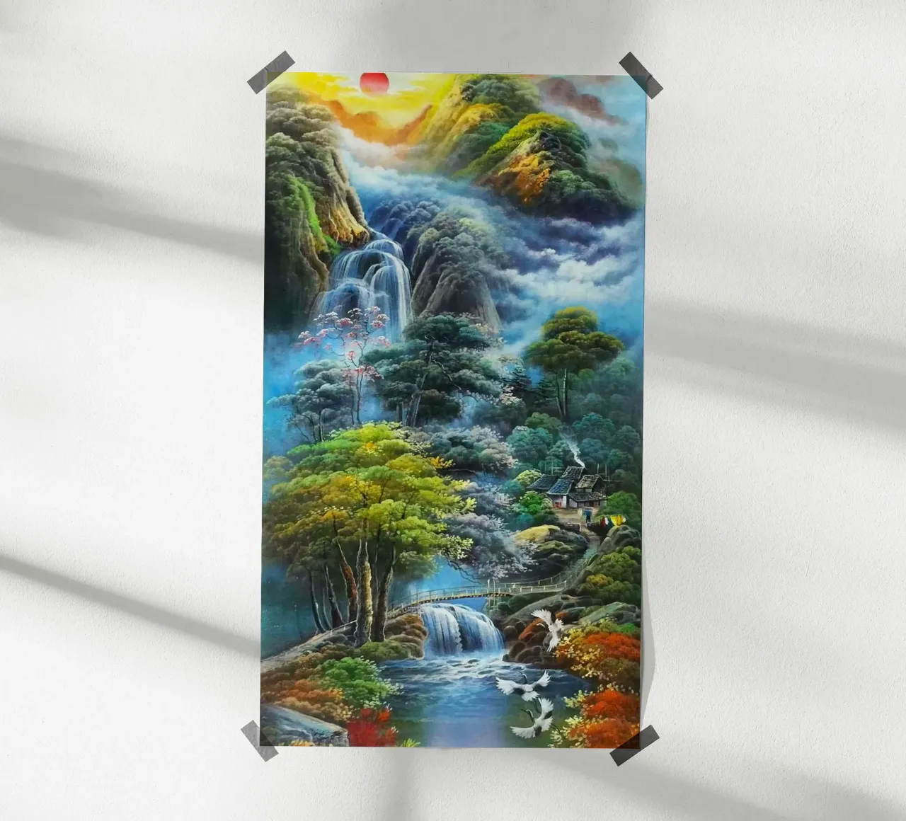 waterflow and tree forest poster con telaio in alluminio da miracle
