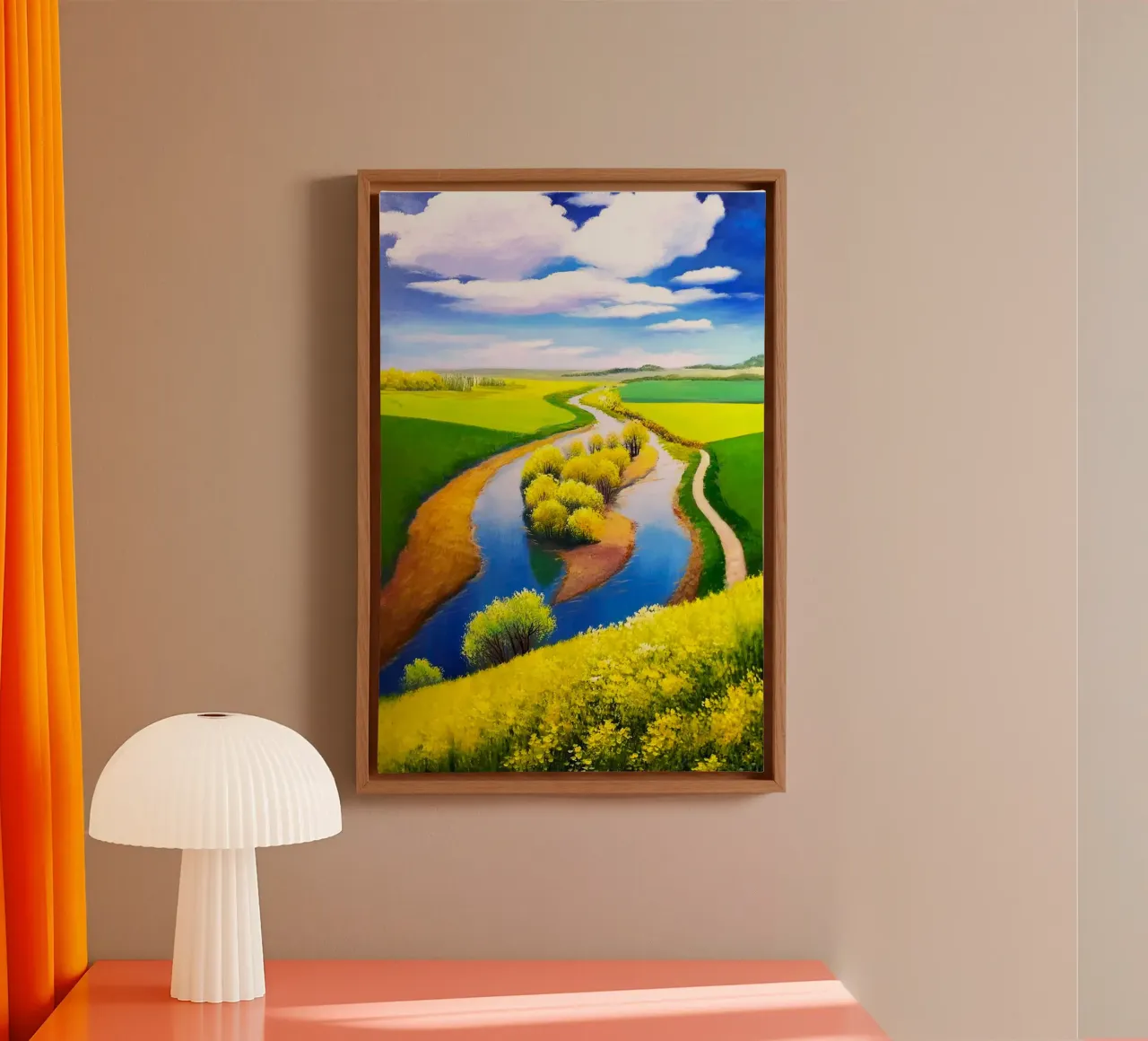 curve lake road canvas with Floater frame by miracle