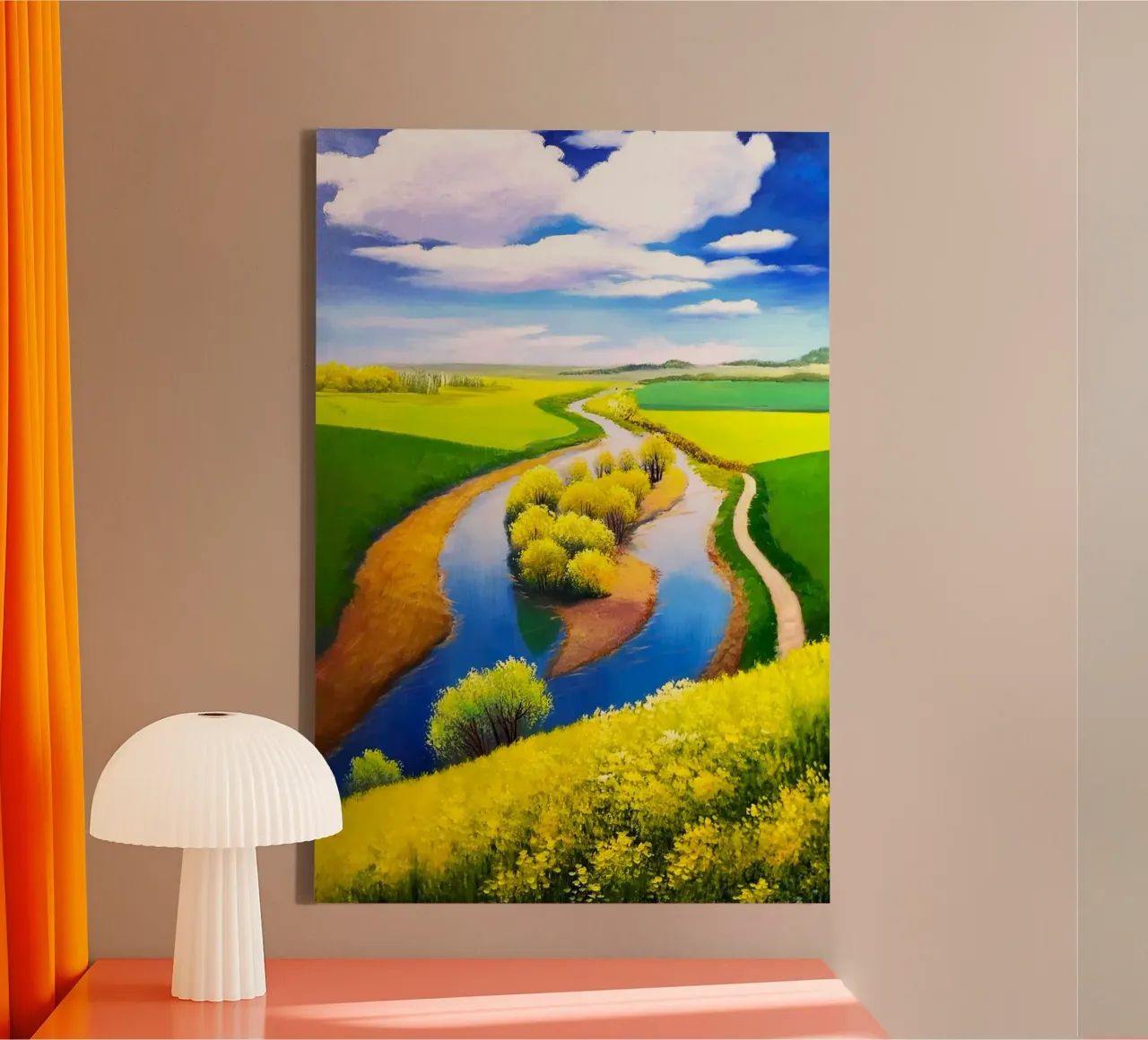 curve lake road canvas with Floater frame by miracle