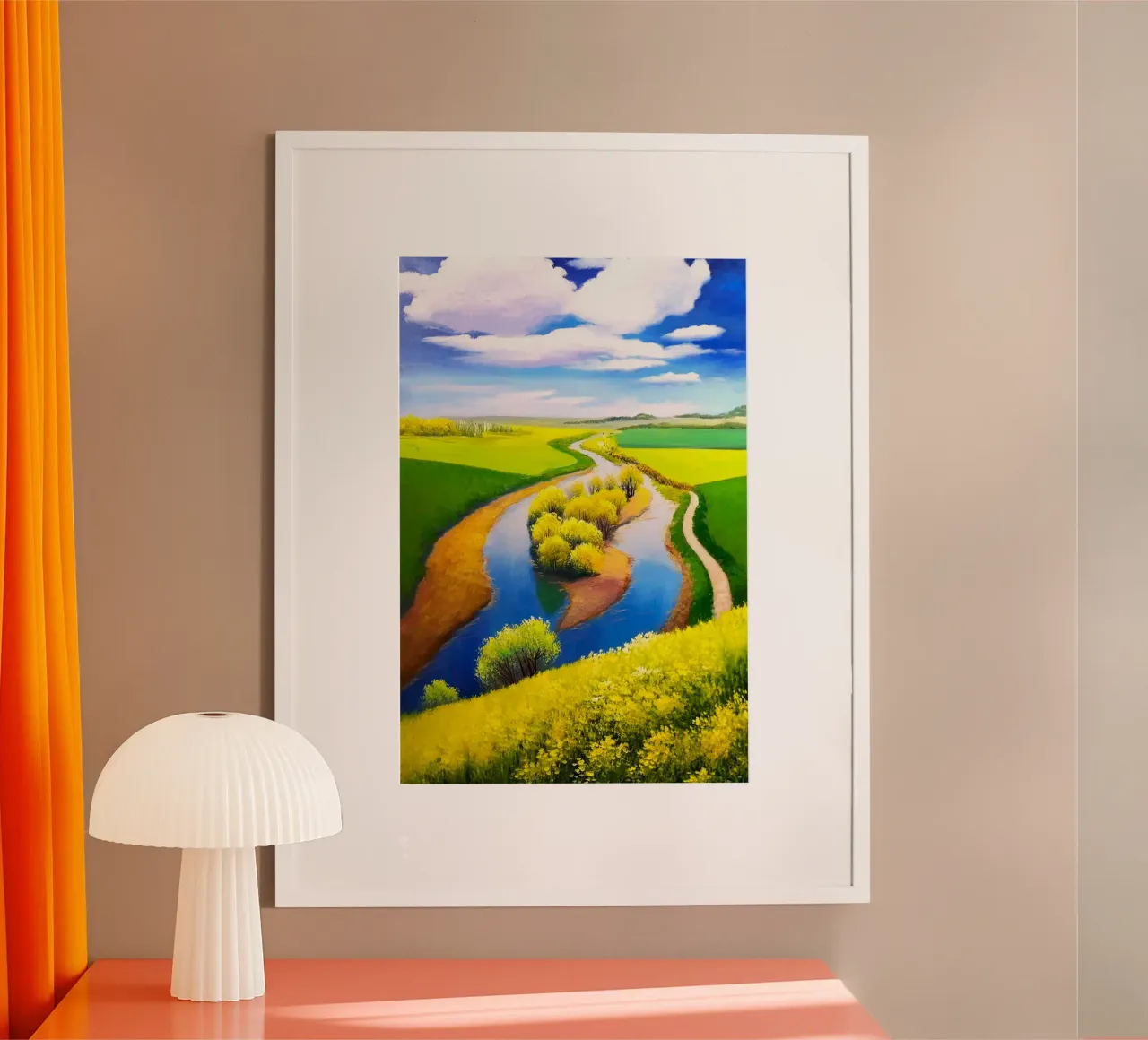 curve lake road poster con telaio in alluminio da miracle