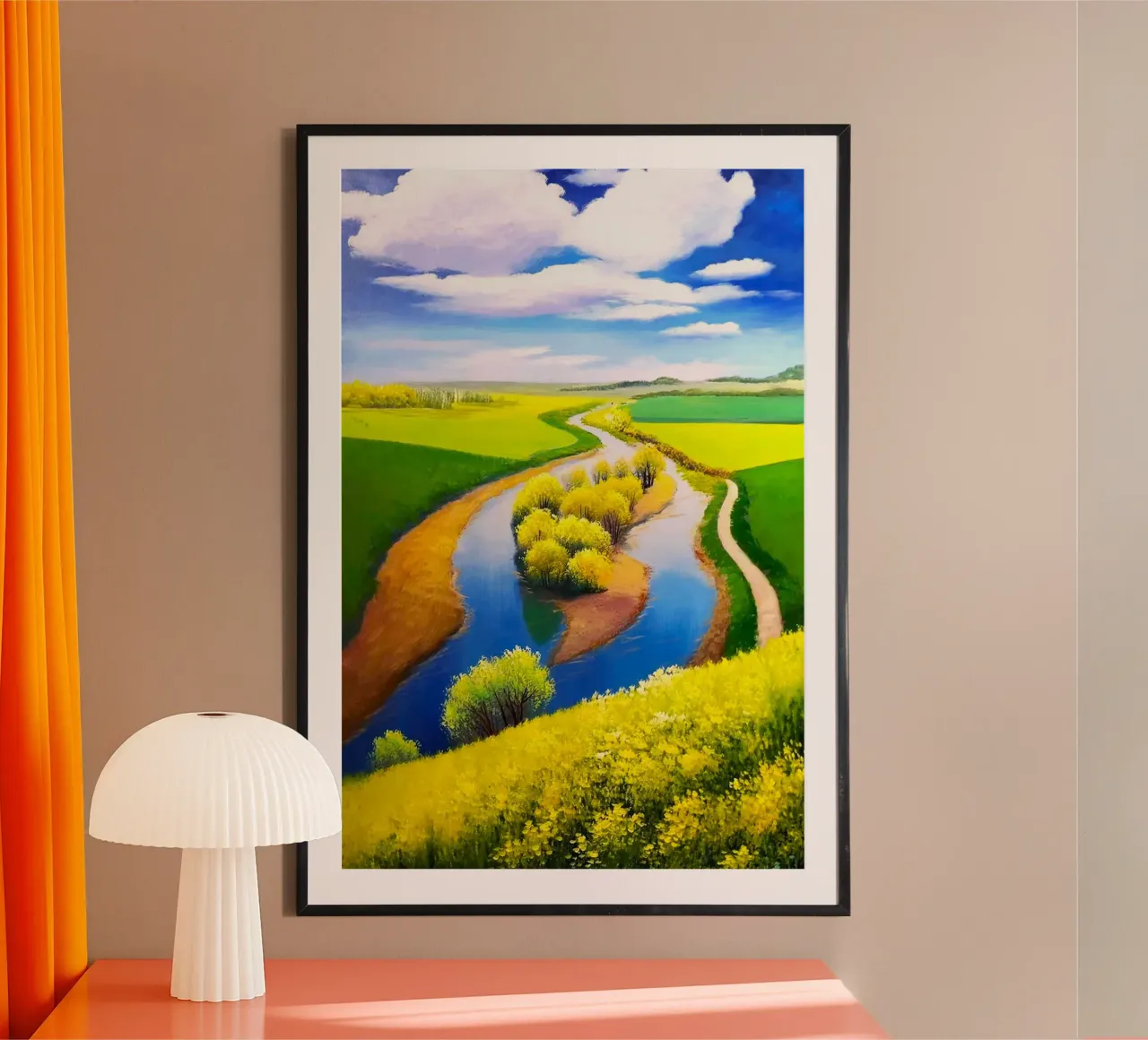 curve lake road poster con telaio in alluminio da miracle
