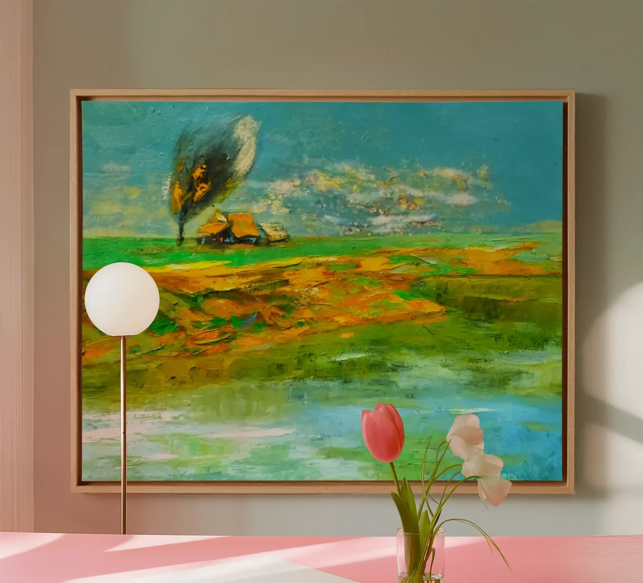 art color sky and land canvas with Floater frame by miracle