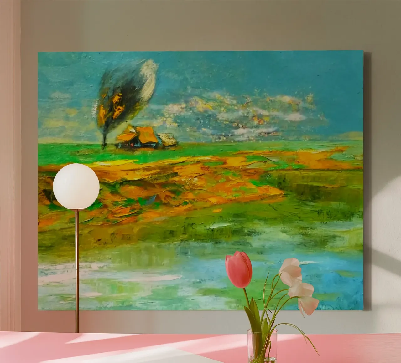 art color sky and land canvas with Floater frame by miracle