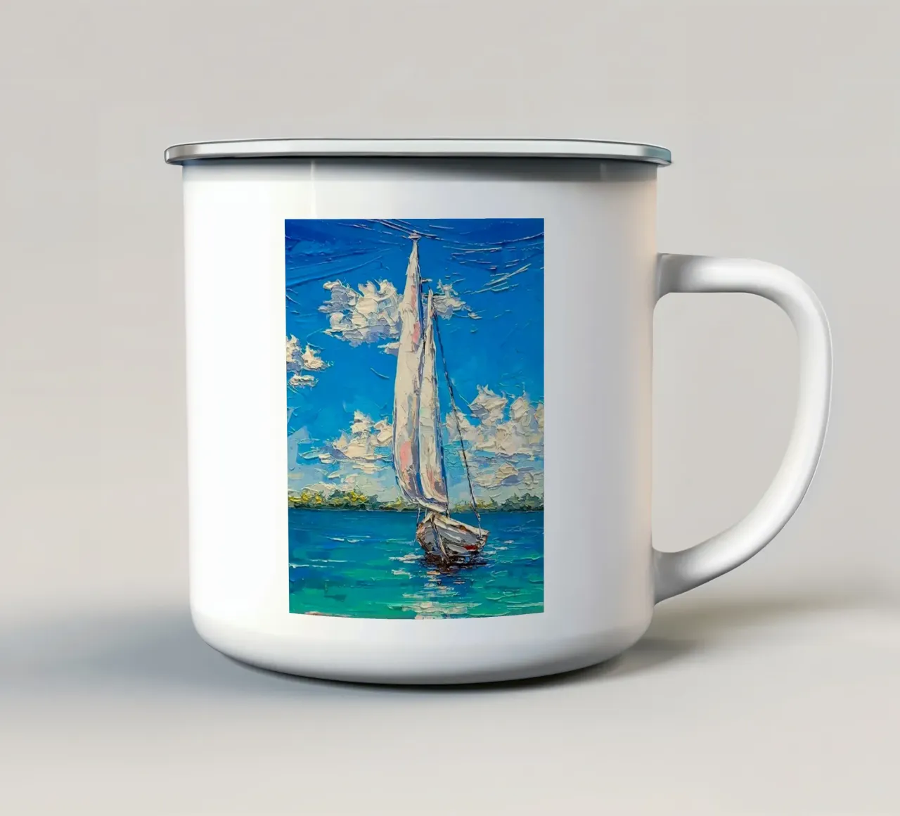 art boat on ocean tazza in smalto da miracle