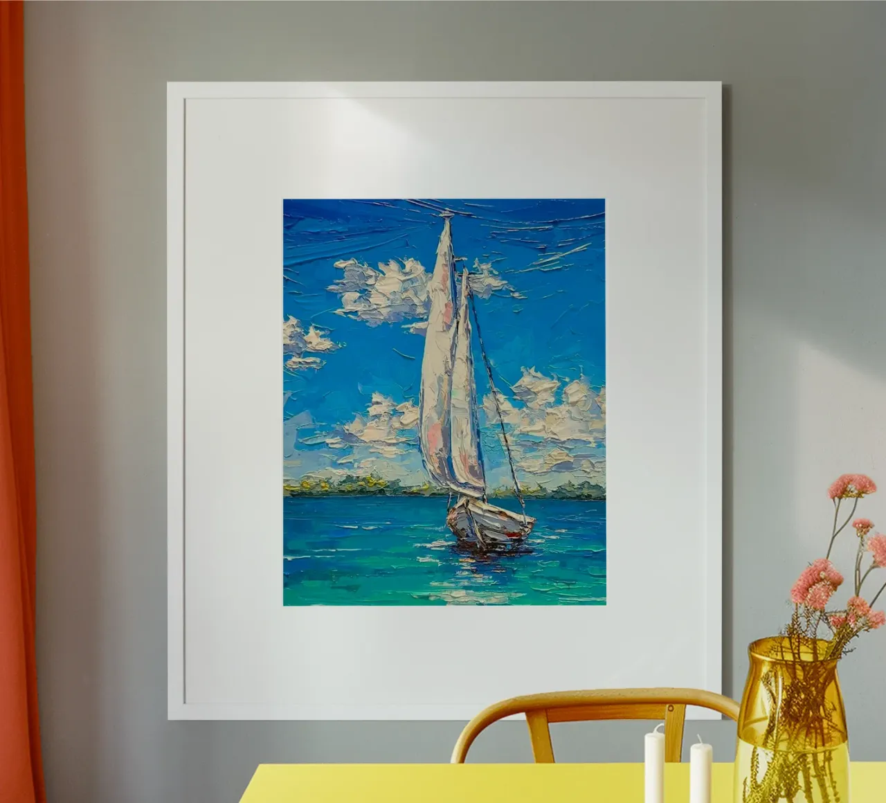 art boat on ocean poster con telaio in alluminio da miracle