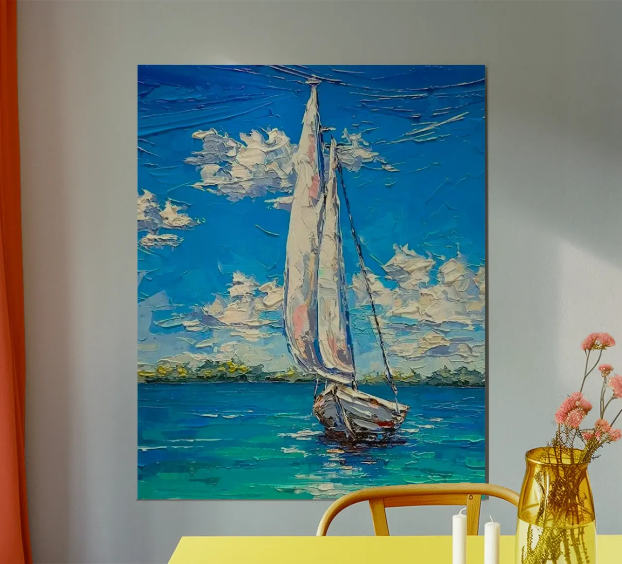 art boat on ocean poster con telaio in alluminio da miracle