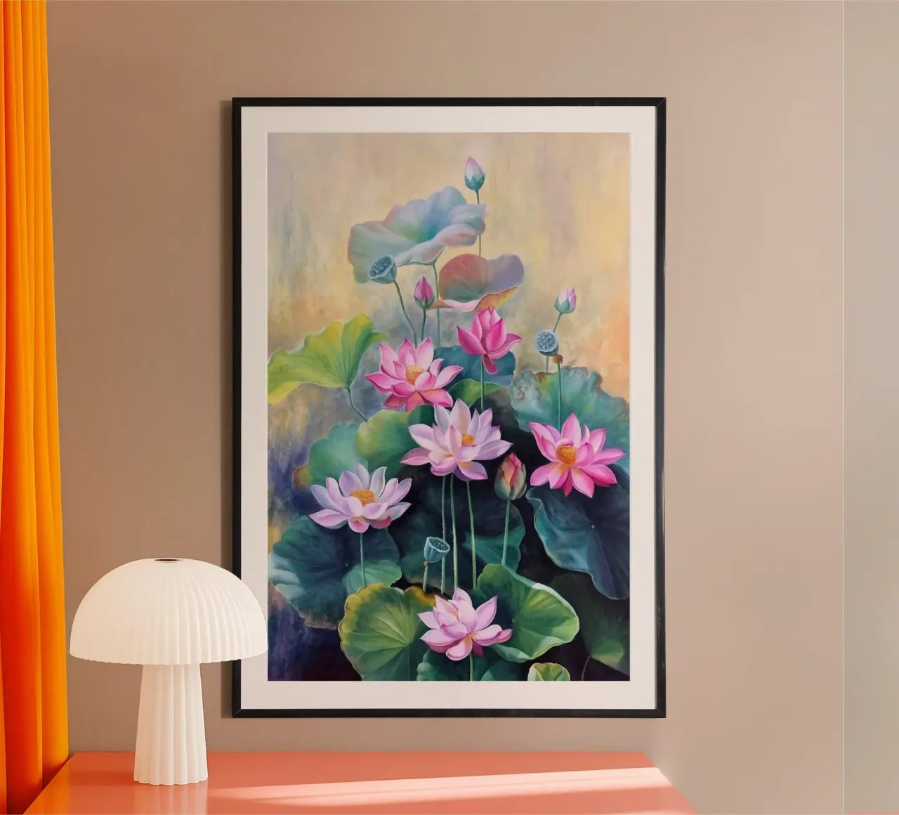 cactus scene poster con telaio in legno da miracle