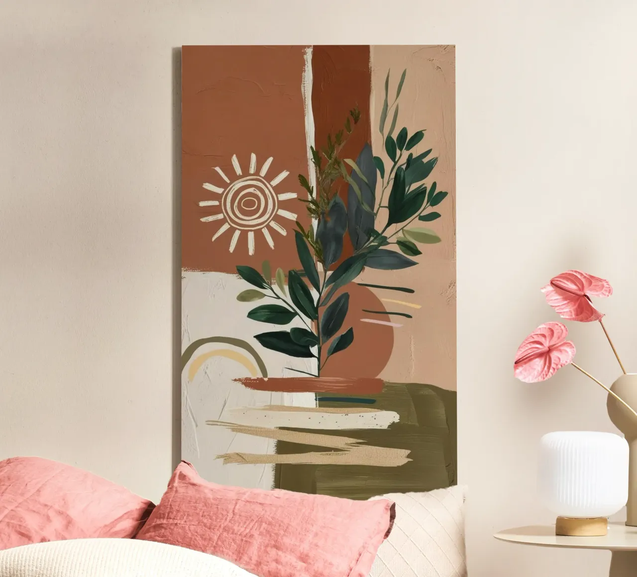 art brown branch colorful canvas with Floater frame by miracle