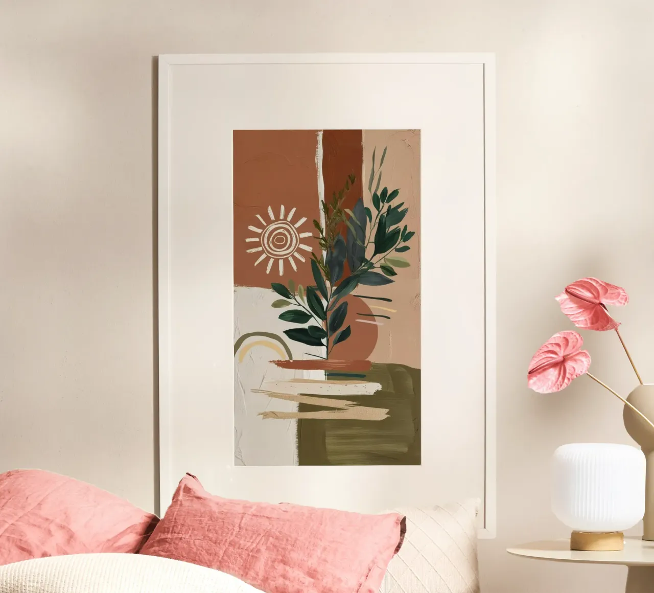 art brown branch colorful poster con telaio in plastica da miracle
