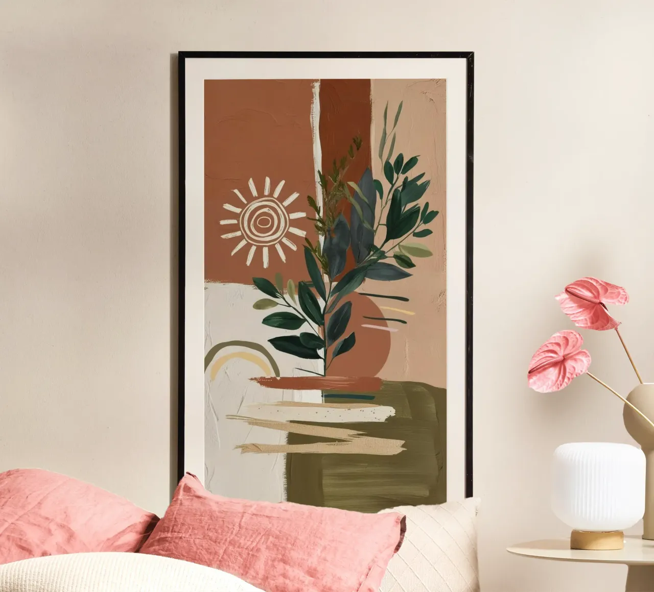 art brown branch colorful poster con telaio in plastica da miracle