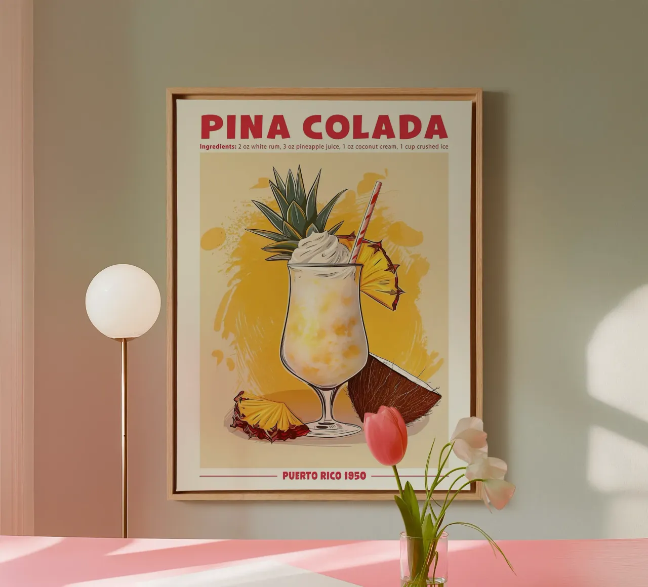 Pina colada, Porto Rico 1950 tela con Cornice a cassetta da Neeraprint