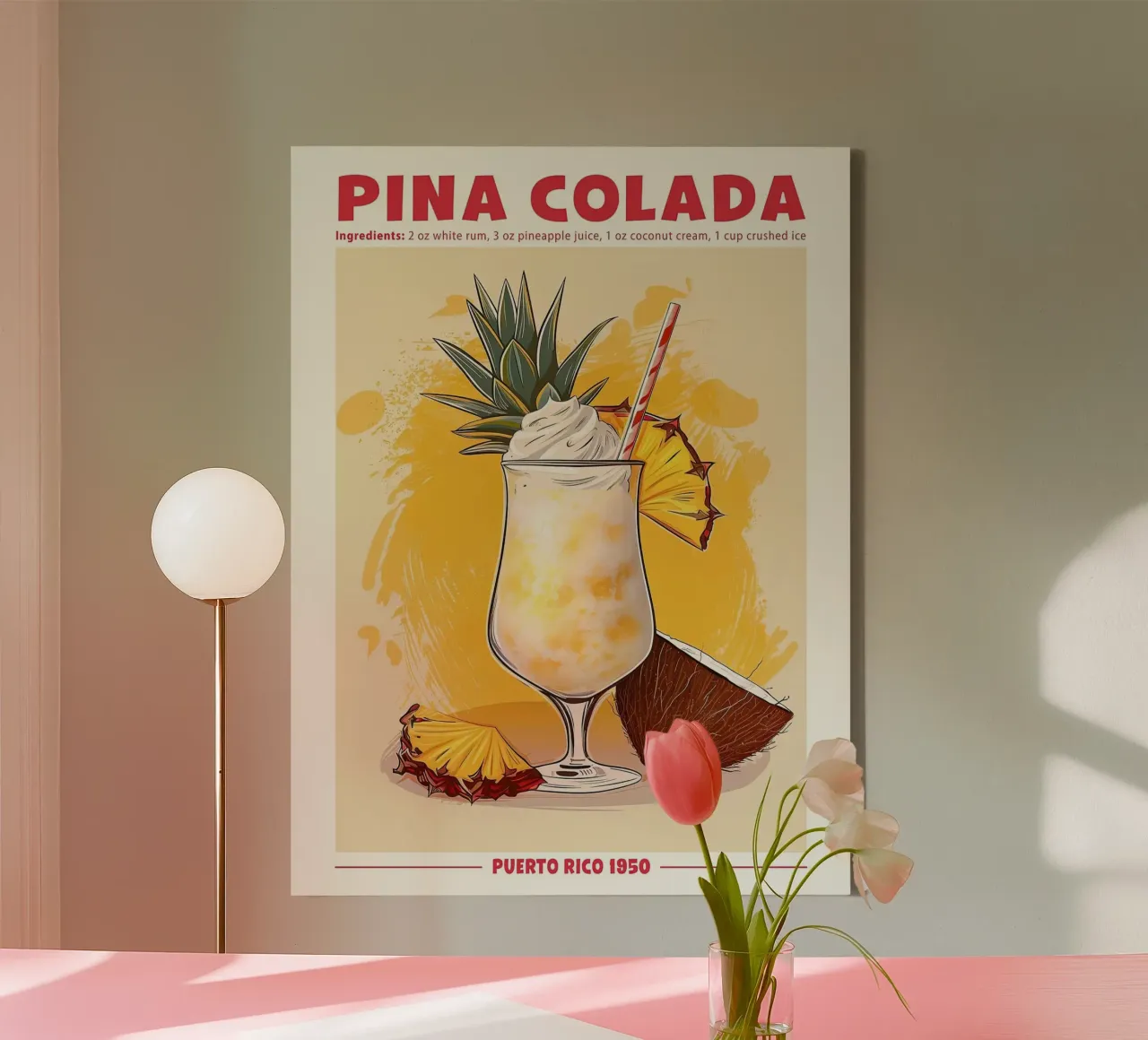 Pina colada, Porto Rico 1950 tela con Cornice a cassetta da Neeraprint