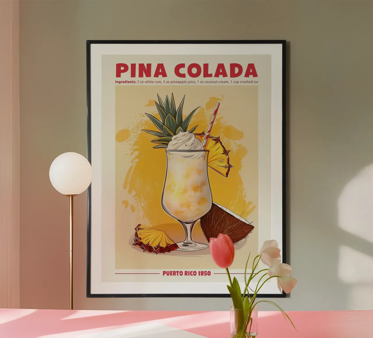Pina colada, Porto Rico 1950 poster da Neeraprint