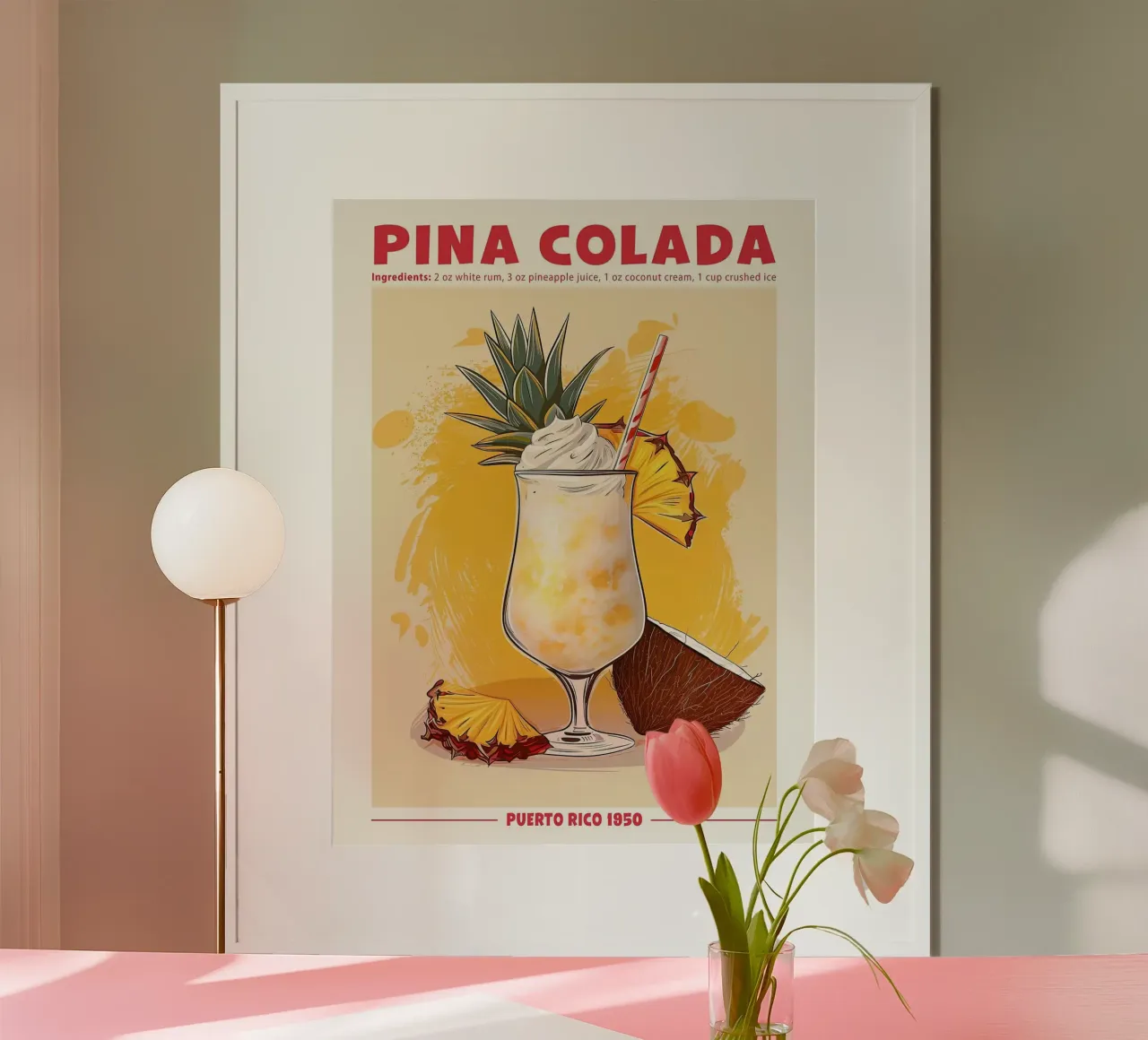 Pina colada, Porto Rico 1950 poster da Neeraprint