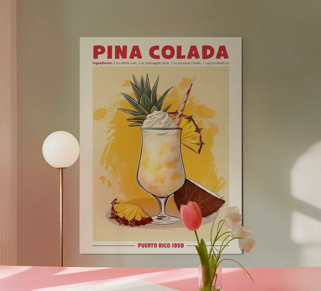 Pina colada, Porto Rico 1950 poster da Neeraprint