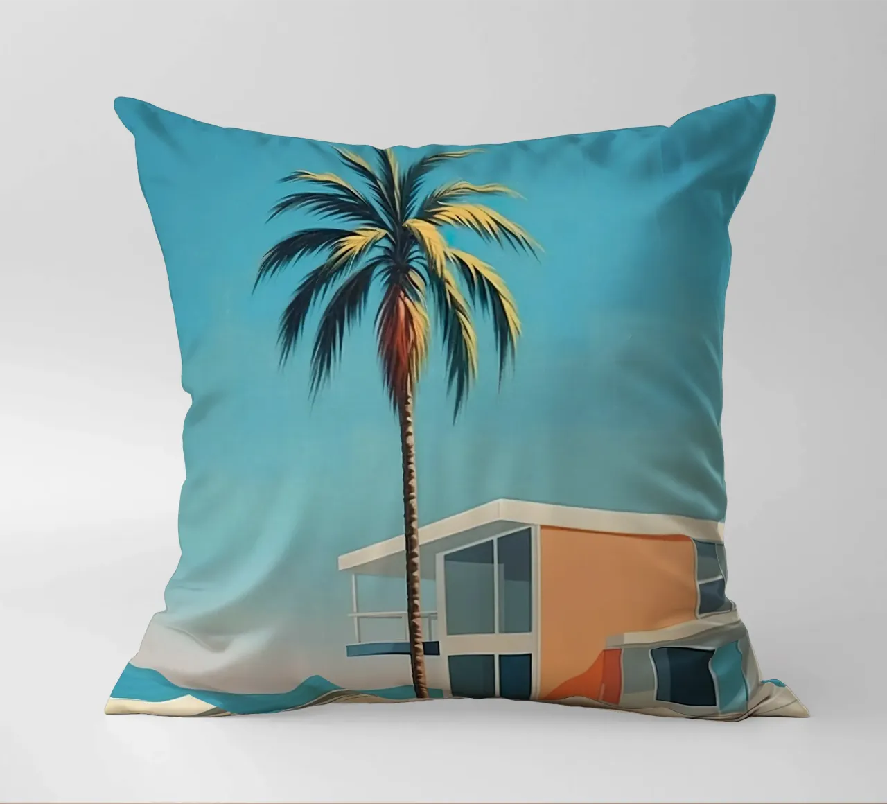 Coconut Trees In The Beach cuscino da robertmotoiart
