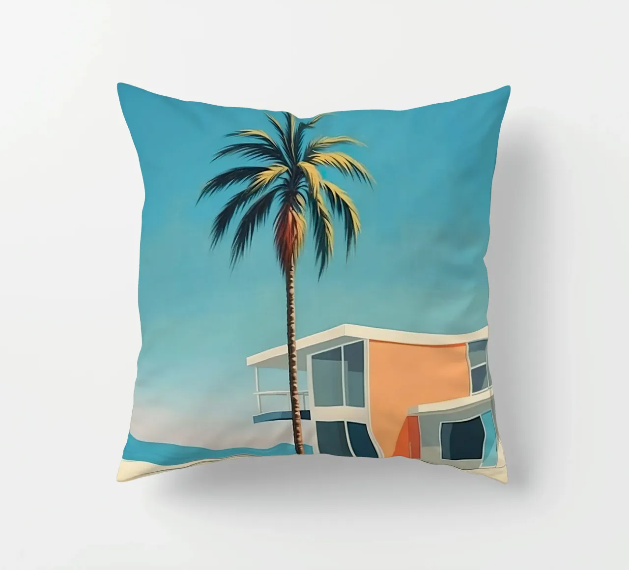 Coconut Trees In The Beach cuscino da robertmotoiart