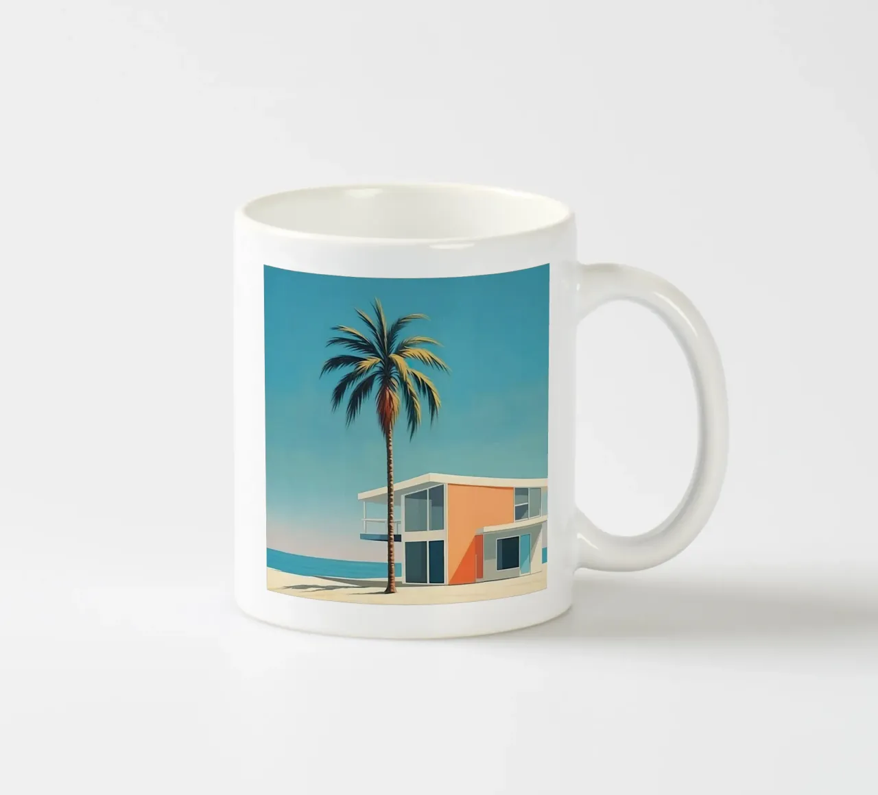 Coconut Trees In The Beach tazza in ceramica da robertmotoiart