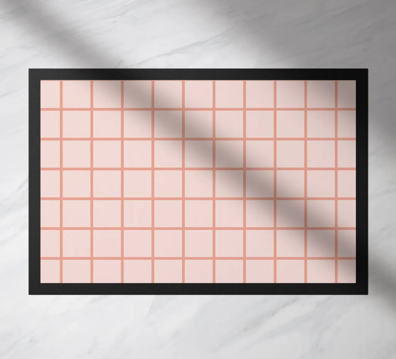 Peach Grid Pattern doormat by Paigaam Studio