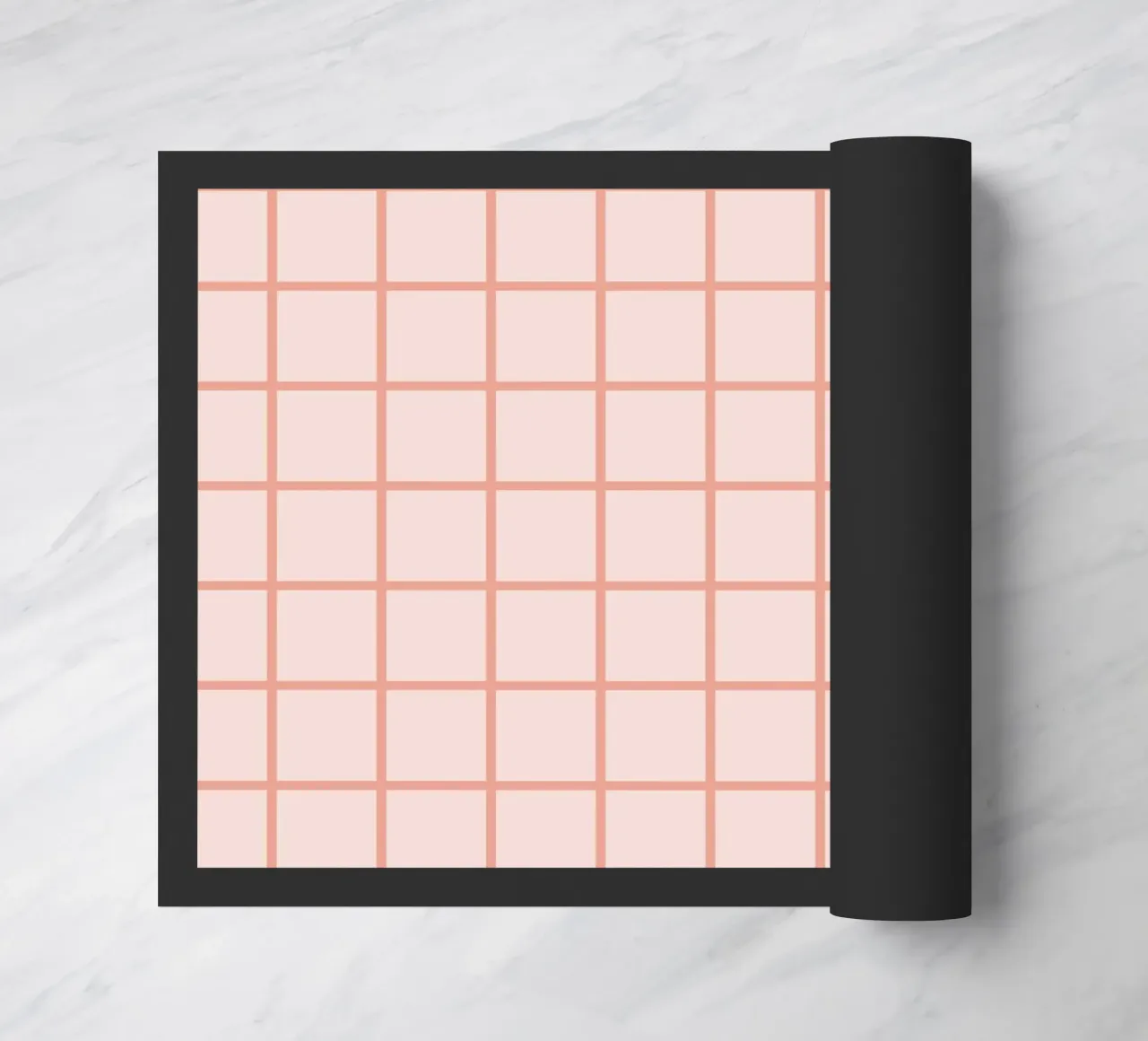Peach Grid Pattern doormat by Paigaam Studio