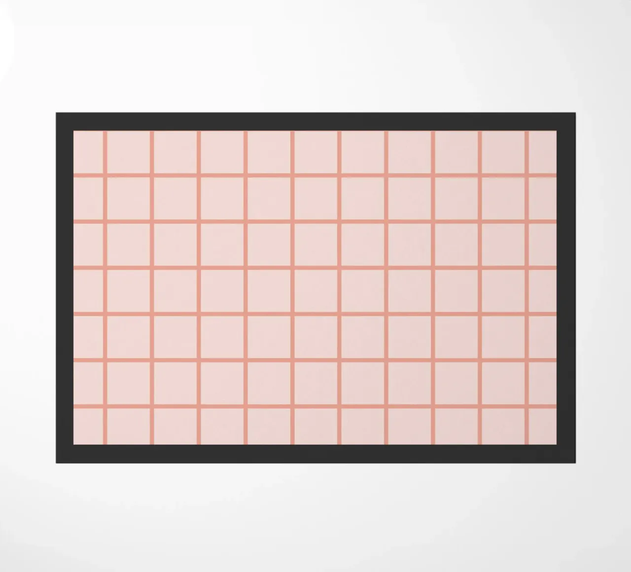 Peach Grid Pattern doormat by Paigaam Studio
