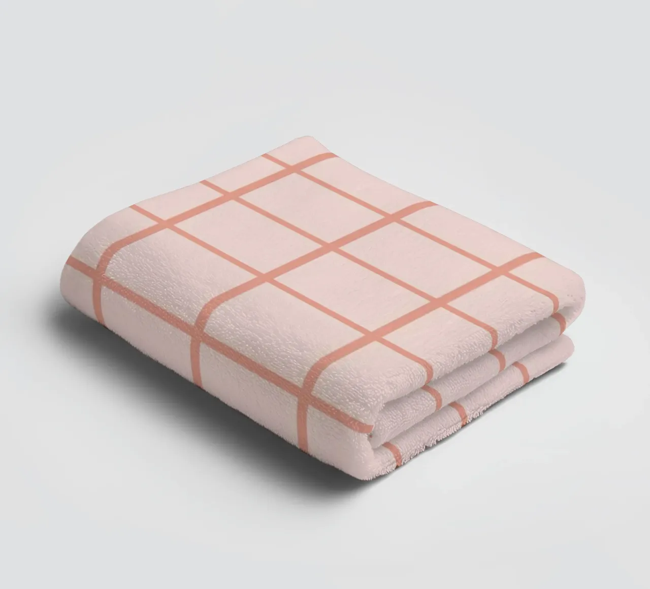 Peach Grid Pattern towel by Paigaam Studio